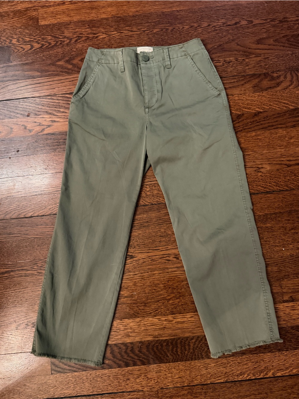 Sanctuary Olive Green Straight Crop Chinos, size 25